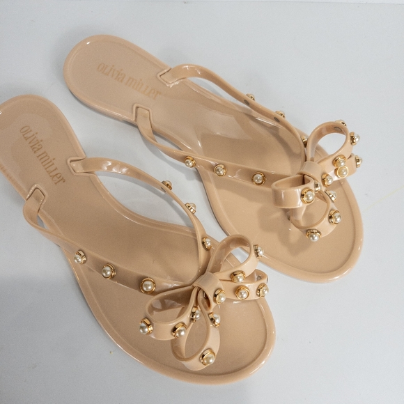 Olivia Miller Coral Bay Jelly Flip Flop Sandals Nude -8 - Picture 6 of 7